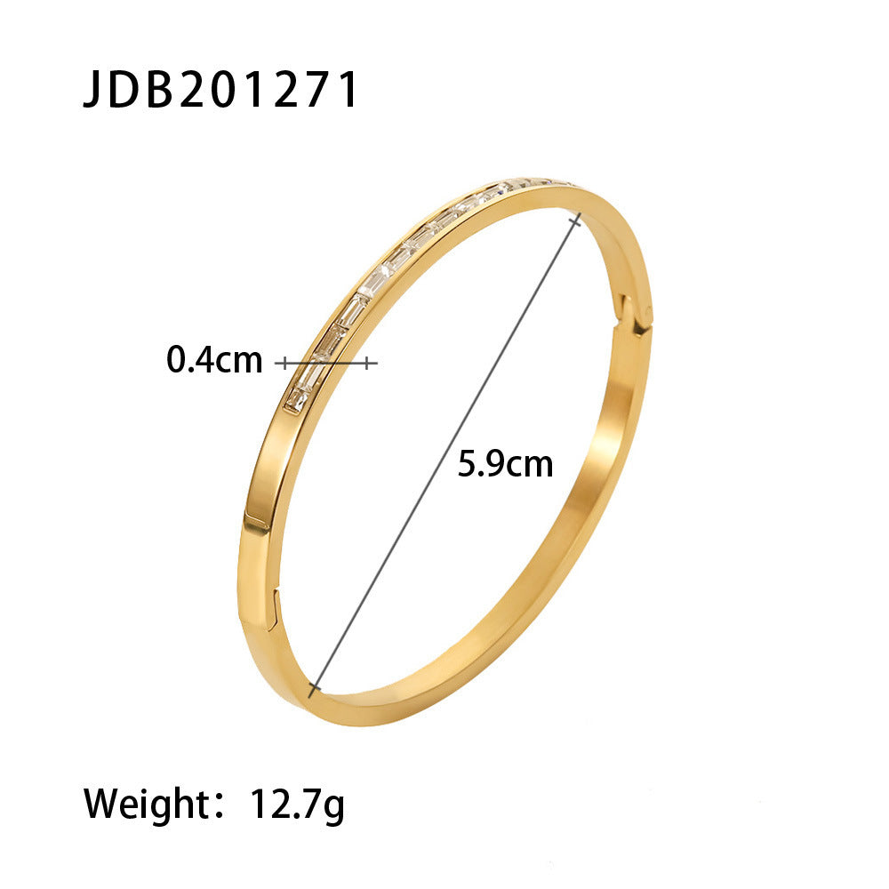 Gold-Plated Stainless Steel Bracelet with Zirconia – Elegant Jewelry - Oria Jewel