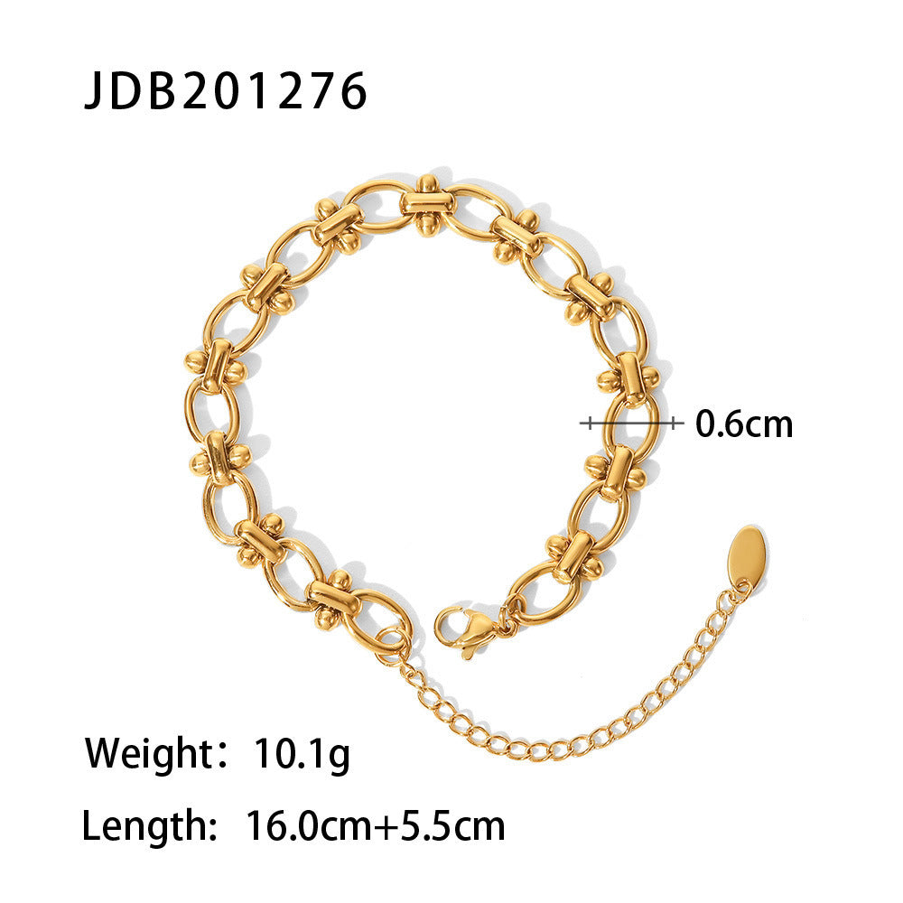 Gold-Plated Stainless Steel Bracelet with Zirconia – Elegant Jewelry - Oria Jewel