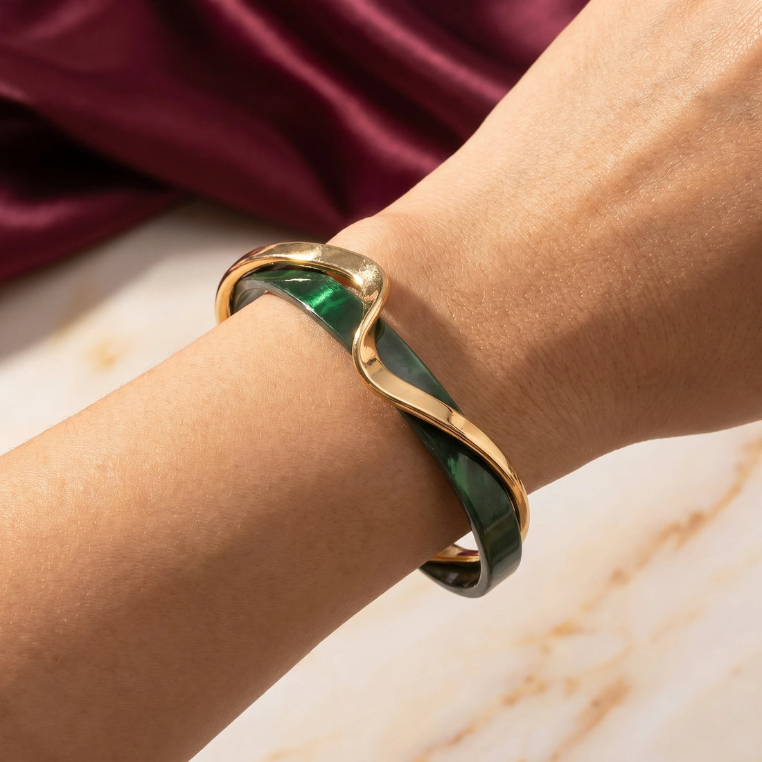 Rosette Twist Cuff Bracelet