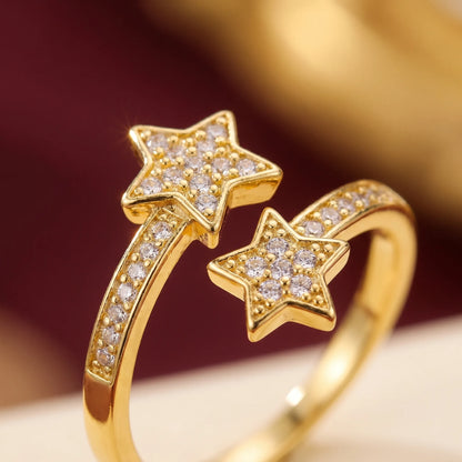Pavé Double Star Open Ring